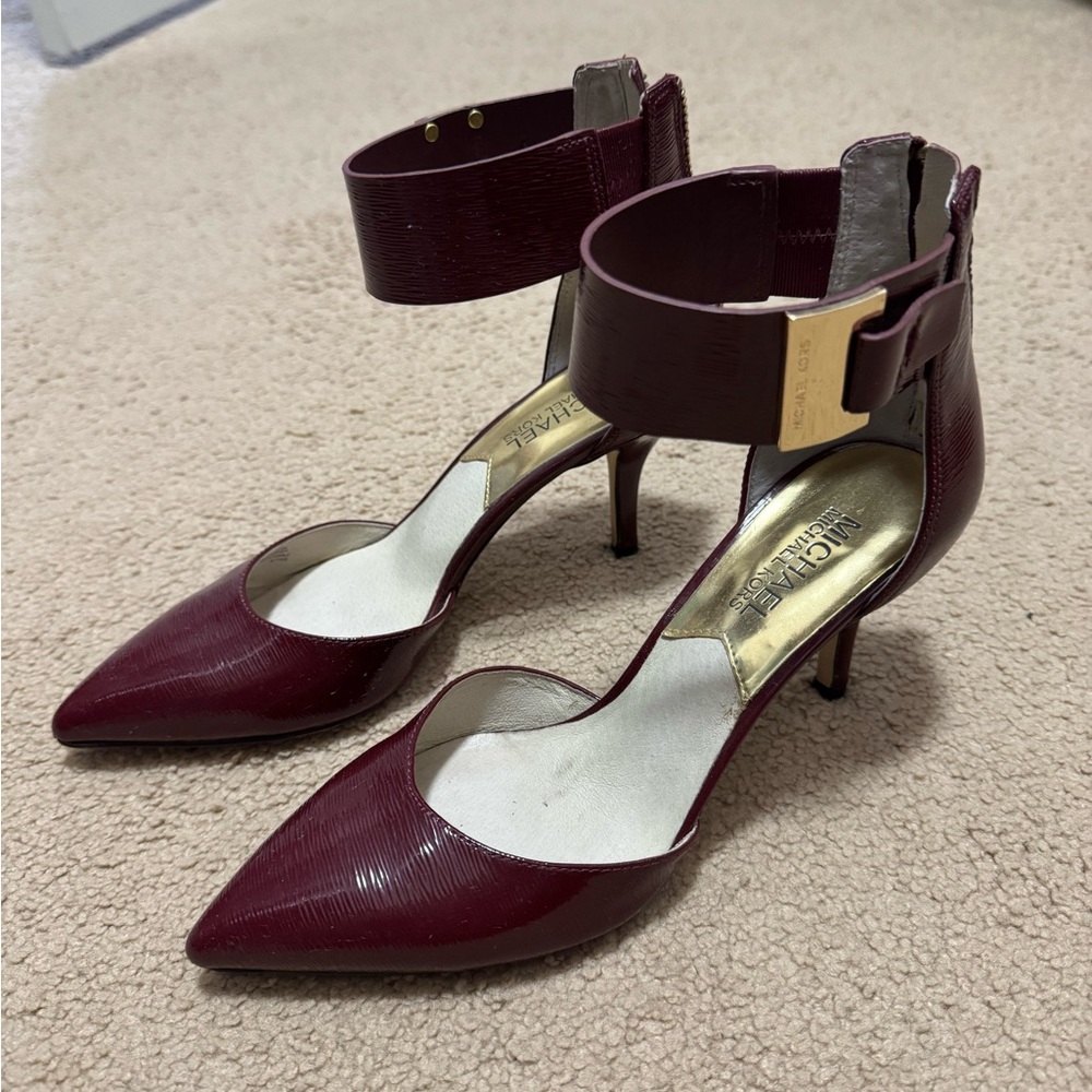 Michael Kors Burgundy Ankle Strap Heels